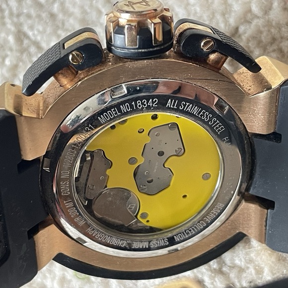 Invicta Reserve Cronograph Mens Watch Black Gold‎ Model 18342 Water Resistant - Picture 6 of 8